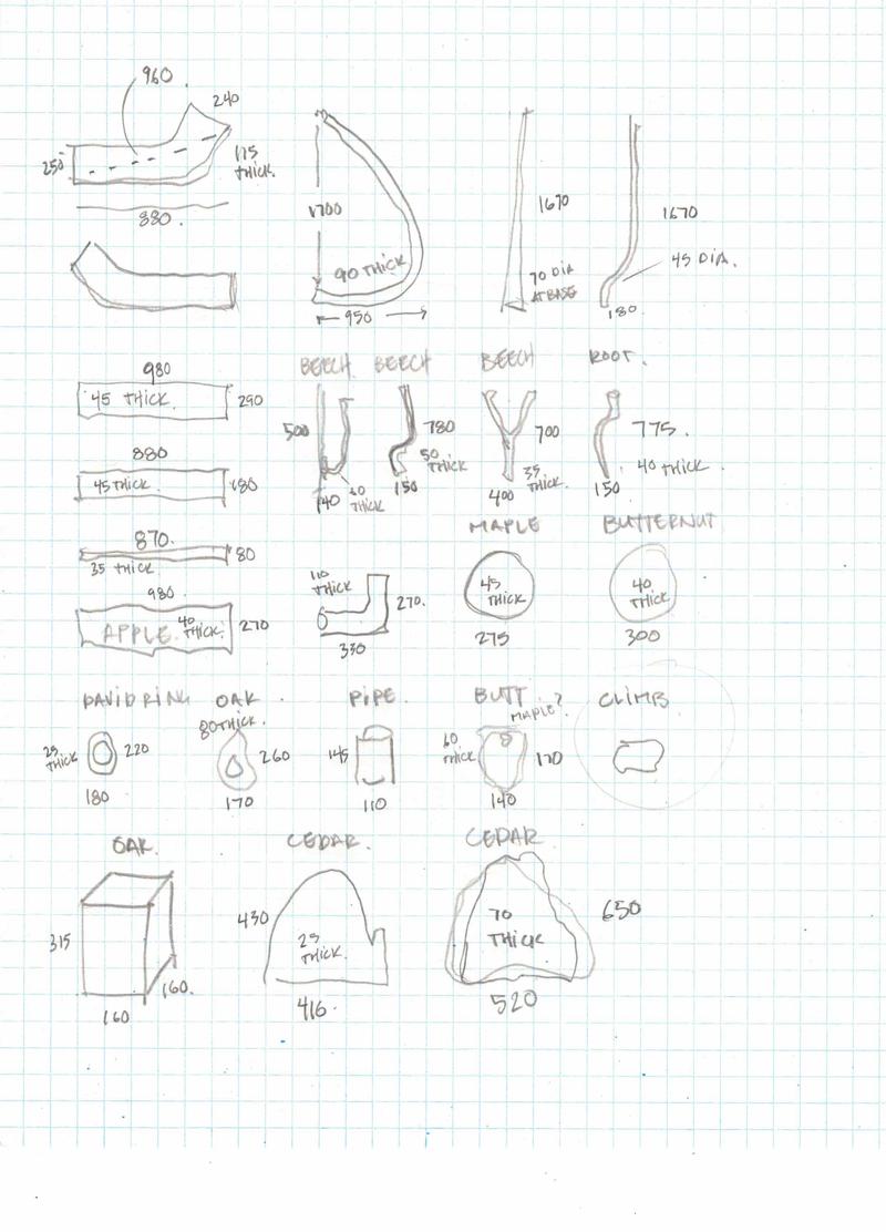 Other Wood Pieces Exhibition inventory sketch