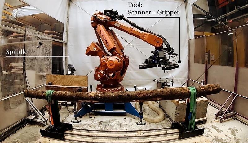 Laser Scanning with Industrial Robot Arm for Raw-wood Fabrication — project image
